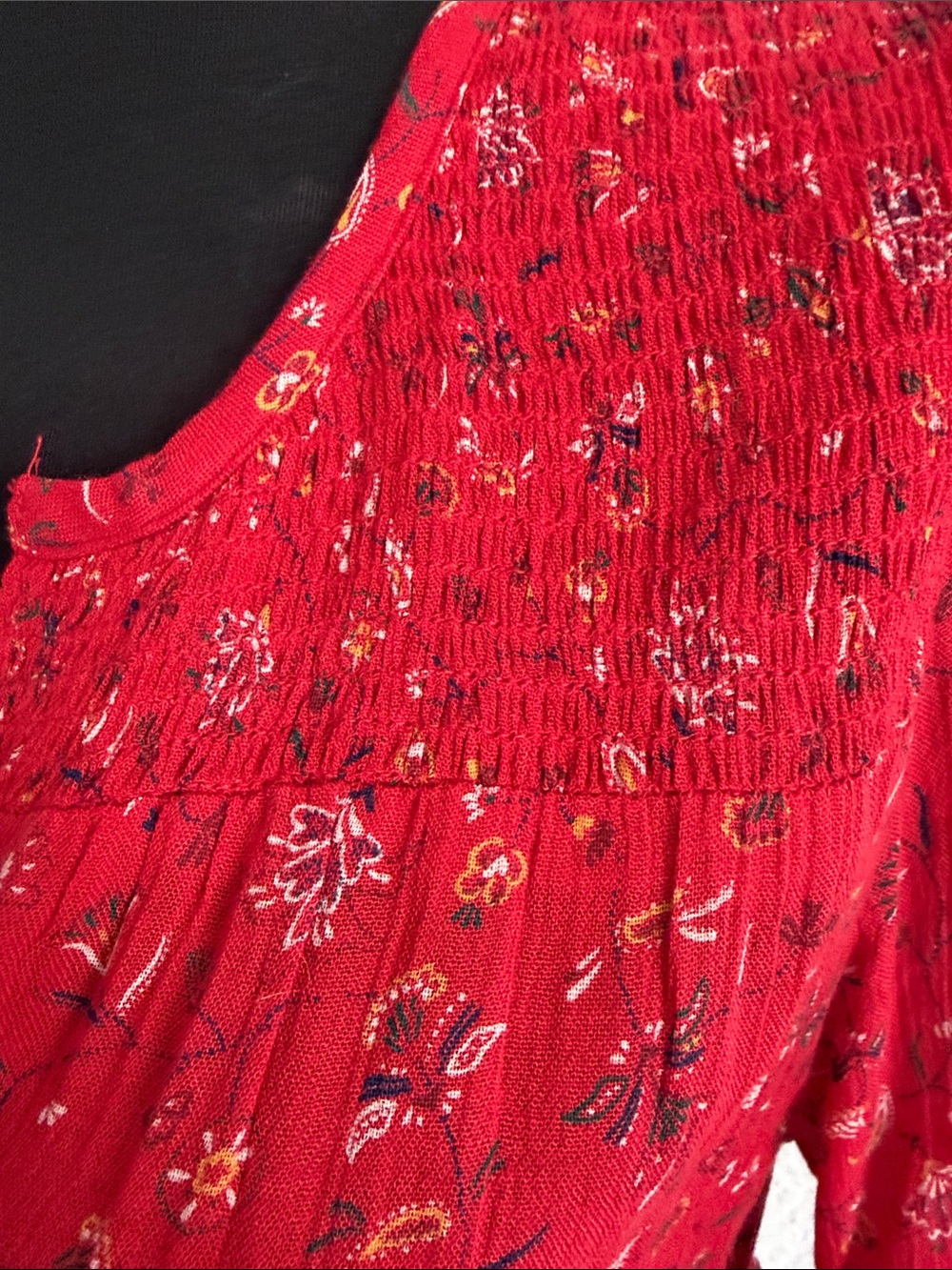 Old Navy Red Long-Sleeve Floral Midi Dress - Picture 3 of 10